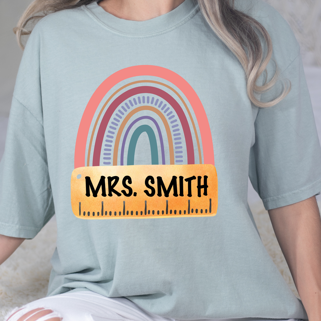 Boho Rainbow Teacher Customizable DTF Print