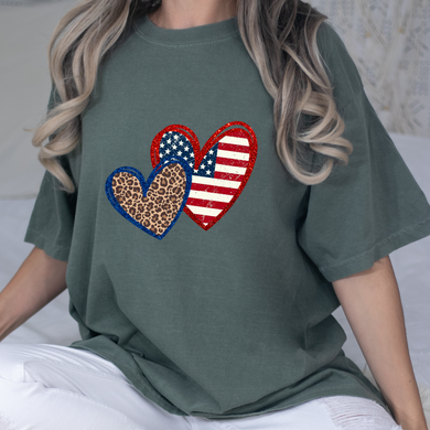 Patriotic Hearts DTF Print