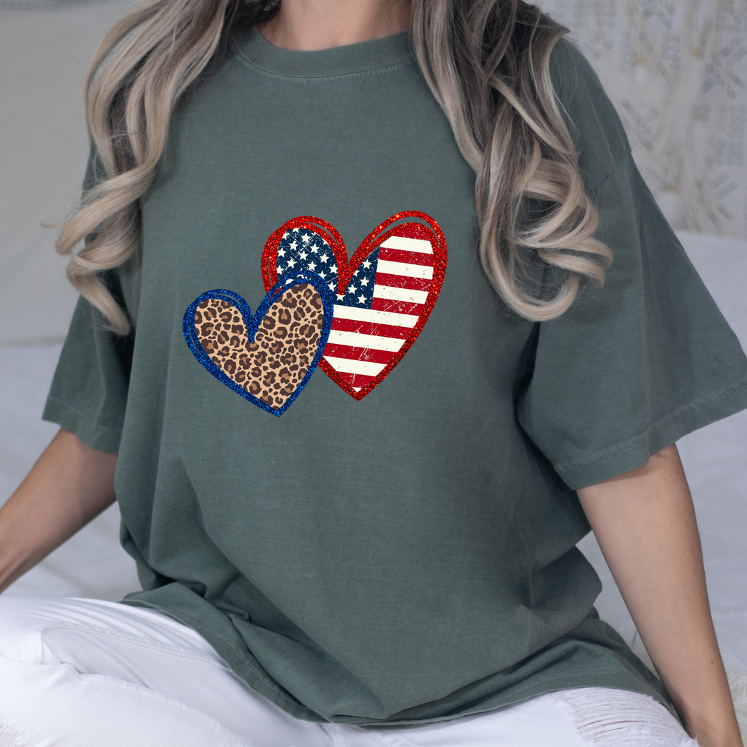 Patriotic Hearts DTF Print
