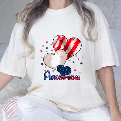America Hearts DTF Print