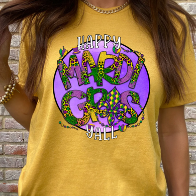 Happy Mardi Gras Y'all Purple DTF Print