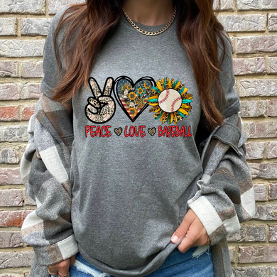 Peace Love Baseball DTF Print