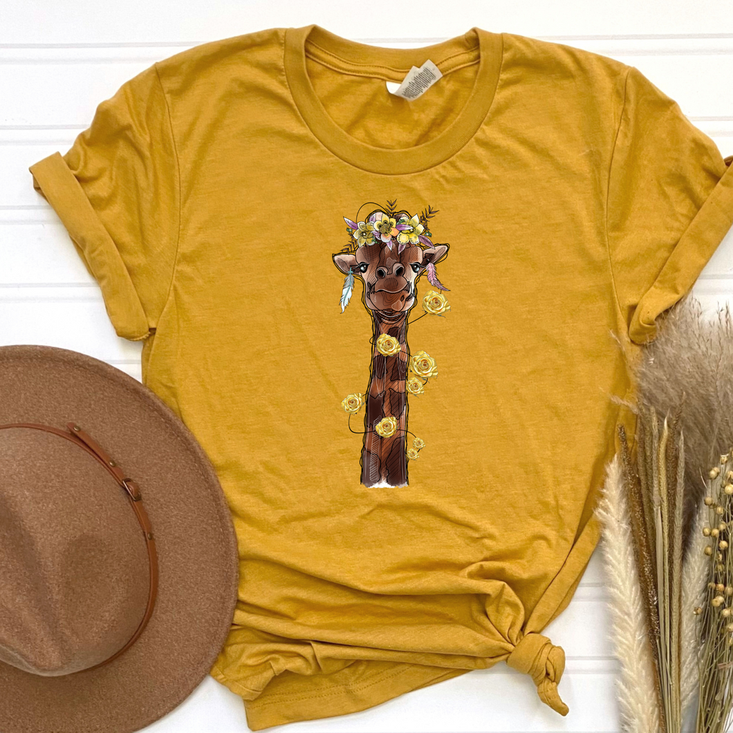 Flower Giraffe DTF Print
