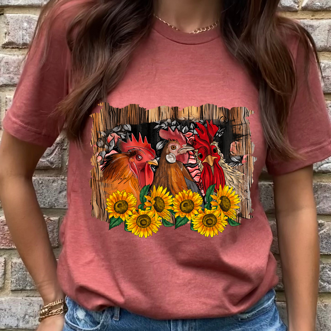 Sunflower Chickens DTF Print