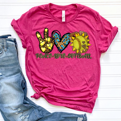 Peace Love Softball DTF Print