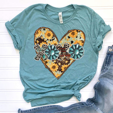 Western XOXO Jewel Heart DTF Print